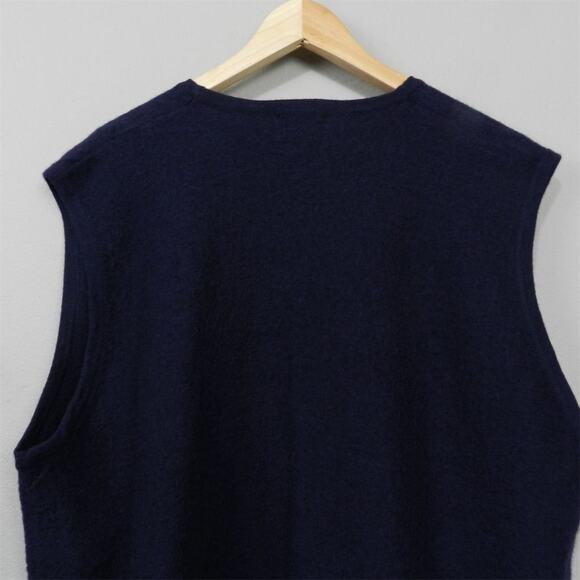 Vintage 90s Koret Felted Wool‎ Vest Size XL Navy Blue Paisley Embroidered Beaded - Picture 10 of 11